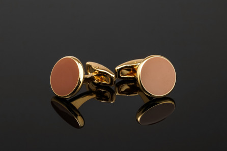 Gold Stainless Steal Brown Cufflinks